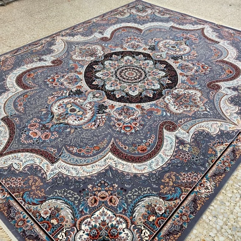 فرش ماشینی 700شانه 12متری کاشان نقشه زیبای شهیاددلفینی بافت ریزوزیبا