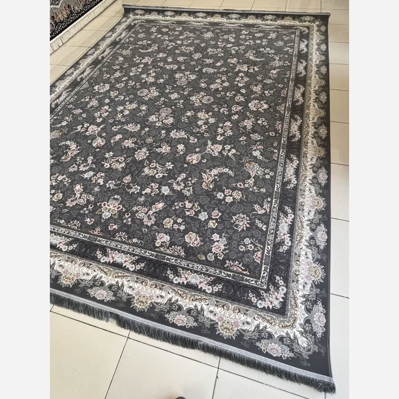 فرش 700شانه 6متری ماشینی سنگین وزن کاشان نقشه زیبای تیام دودی بافت نرم وخاص