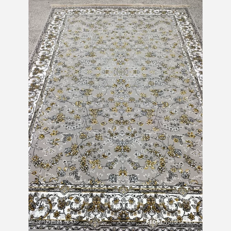 فرش ماشینی 6متری کاشان نقشه جدید فرحناز نقره ایی مناسب دکوراسیون لوکس
