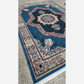 فرش ماشینی 9متری کاشان نقشه کارینا آبی