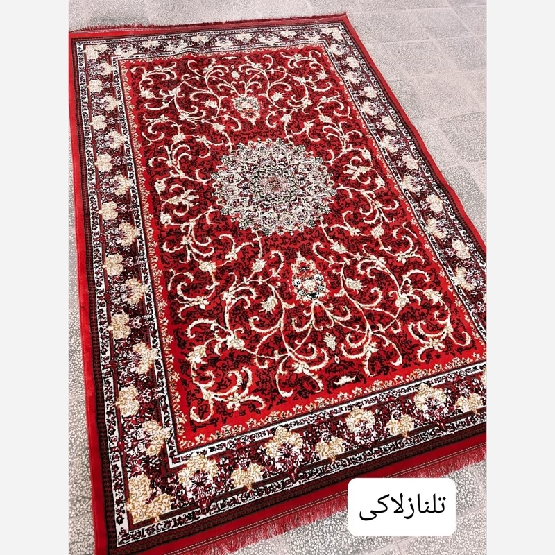 فرش 6متری ماشینی کاشان نقشه زیبای تلنازلاکی بافت نرم وزیبا