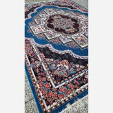 فرش ماشینی 9متری کاشان نقشه ناردون آبی مناسب دکوراسیون لوکس