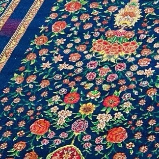 فرش4متری ماشینی جدید کاشان کلکسیون الگا سرمه ایی مناسب جهیزیه