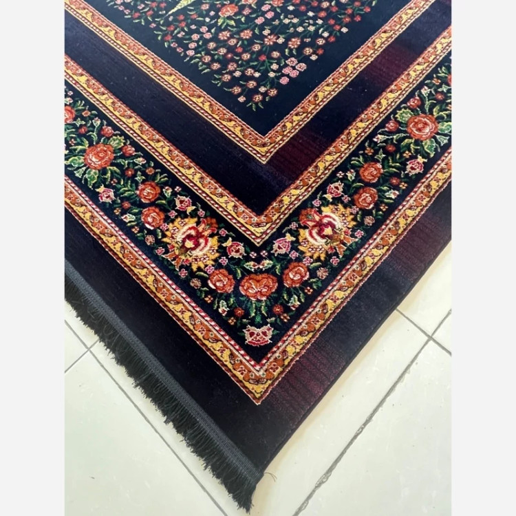 فرش4متری ماشینی جدید کاشان کلکسیون الگا سرمه ایی مناسب جهیزیه