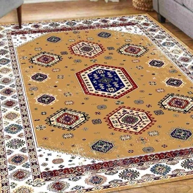 فرشینه مخمل ترک هازان ابعاد 1در2متری طرح گلیم سنتی لاکی(ارسال رایگان)