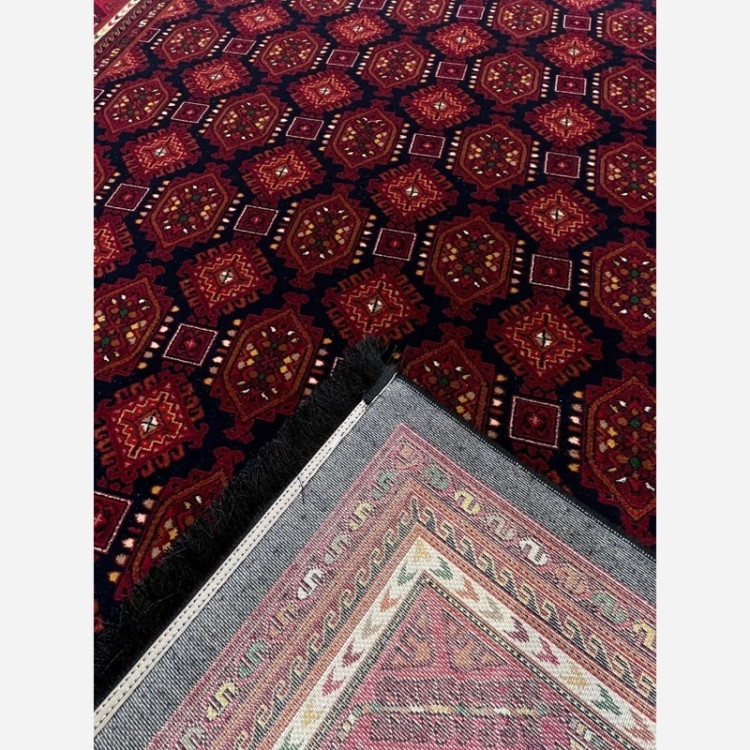 فرش4متری ماشینی جدید کاشان کلکسیون بلوچ سرمه ایی مناسب دکوراسیون لوکس