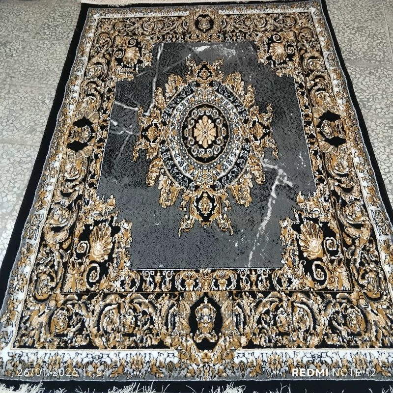 قالیچه4متری جدید کاشان نقشه ژیوا مشکی