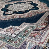 فرش ماشینی 12متری 700شانه اکریلیک سنگین وزن نقشه باغ معلق سرمه ایی بافت نرم وزیبا