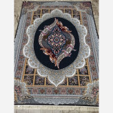 فرش ماشینی 12متری جدید کاشان نقشه مانلی سرمه ایی2عددی
