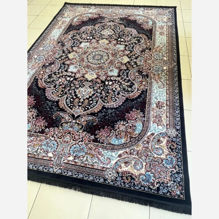 قالیچه4متری جدید8رنگ کاشان کلکسیون الگا سرمه ایی مناسب دکوراسیون لوکس