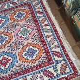 فرشینه مخمل ترک ابعاد 1در1/5طرح گلیم سنتی سبز(ارسال رایگان)