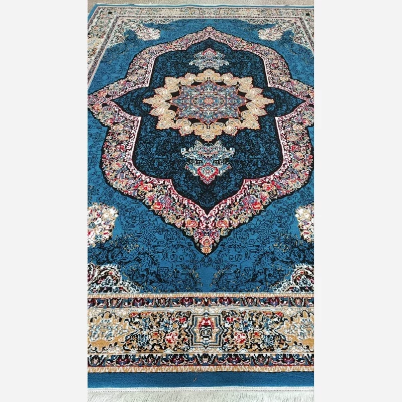 فرش ماشینی 12متری اقتصادی کاشان نقشه کاریناآبی طراحی زیبا(2عددی)