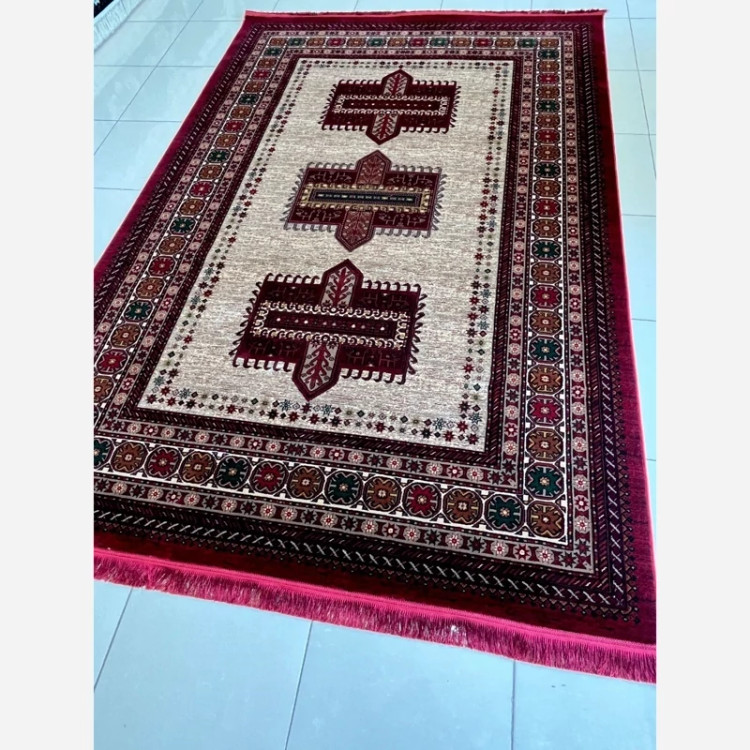 قالیچه 4متری پرزدار جدید کاشان کلکسیون بلوچی بژبافت نرم و زیبا