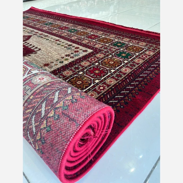 قالیچه 4متری پرزدار جدید کاشان کلکسیون بلوچی بژبافت نرم و زیبا