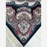 فرش ماشینی 12متری 700شانه اکریلیک سنگین وزن پرزبلندنقشه زیبای باغ ملک سرمه ایی مناسب جهیزیه