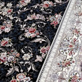 فرش ماشینی 9متری اکریلیک سنگین وزن کاشان نقشه زیبای خاطره سرمه ایی مناسب دکوراسیون لوکس