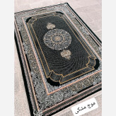 فرش9متری ماشینی اقتصادی کاشان نقشه موج مشکی