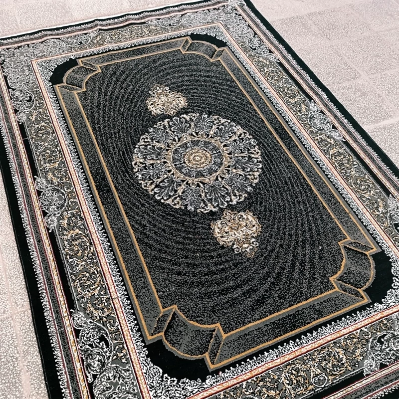 فرش9متری ماشینی اقتصادی کاشان نقشه موج مشکی