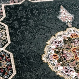 فرش ماشینی 6متری اقتصادی کاشان نقشه هالیدی مشکی