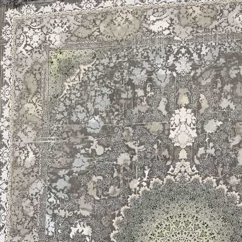فرش1200شانه ماشینی 12متری اکریلیک ضخیم کاشان نقشه زیبای مه روز دودی