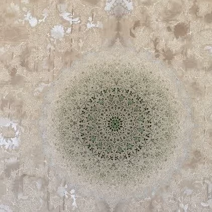 فرش ماشینی 9متری اکریلیک 1200شانه ضخیم کاشان نقشه مه روز بژبافت نرم نرم ولطیف