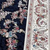 فرش ماشینی 9متری اکریلیک 700شانه سنگین وزن کاشان نقشه زیبای شمیم سرمه ایی بافت نرم وزیبا