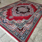 فرش ماشینی 12متری کاشان نقشه باغ معلق لاکی مناسب دکوراسیون لوکس (2عددی)