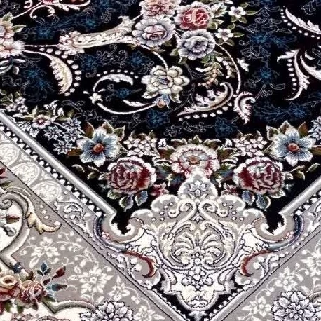 فرش ماشینی6متری اکریلیک 700شانه سنگین وزن کاشان نفشه خاطره سرمه ایی بافت نرم وزیبا