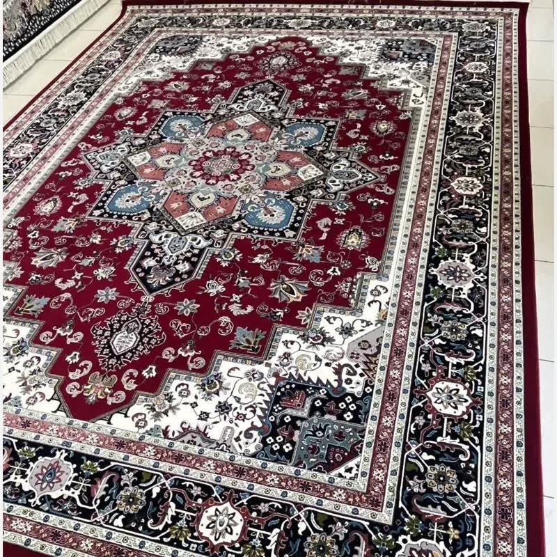 فرش ماشینی 12متری اکریلیک 700شانه سنگین وزن کاشان نقشه زیبای هریس لاکی مناسب دکوراسیون لوکس