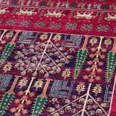 قالیچه 4متری پرزدار 8رنگ ماشینی کاشان کلکسیون بلوچی زرشکی کد4111