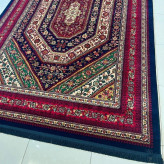 گلیم فرش ماشینی پرزدار 4متری کاشان کلکسیون بلوچ سرمه ایی