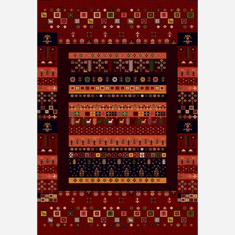 گلیم فرش پرزدار(گبه) 4متری کاشان کلکسیون بلوچ لاکی بافت نرم و زیبا کد4106