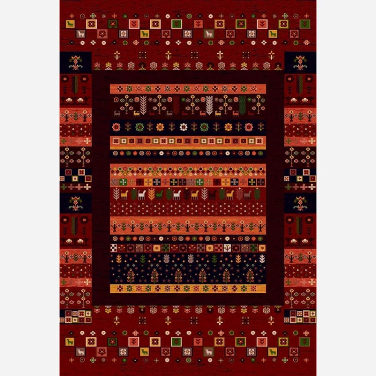 گلیم فرش پرزدار(گبه) 4متری کاشان کلکسیون بلوچ لاکی بافت نرم و زیبا کد4106
