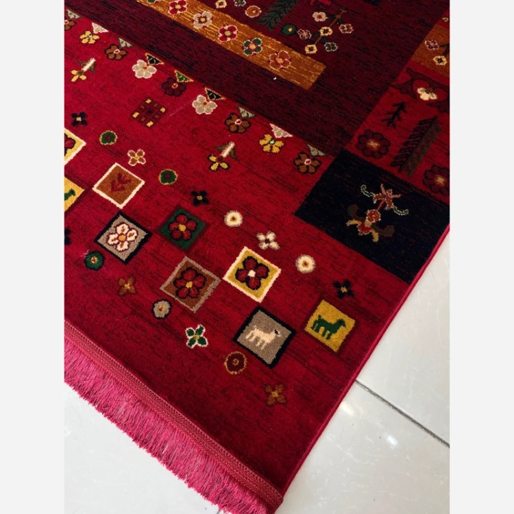 گلیم فرش پرزدار(گبه) 4متری کاشان کلکسیون بلوچ لاکی بافت نرم و زیبا کد4106