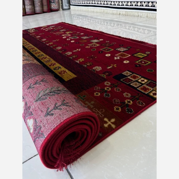 گلیم فرش پرزدار(گبه) 4متری کاشان کلکسیون بلوچ لاکی بافت نرم و زیبا کد4106