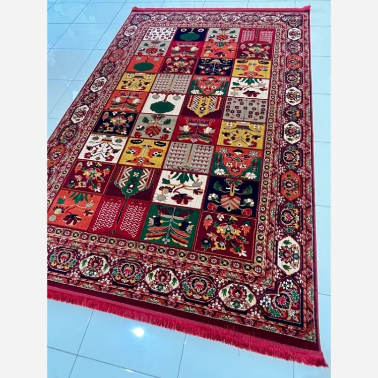 گلیم فرش ماشینی پرزدار4متری کاشان کلکسیون بلوچی کد4131لاکی