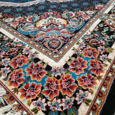 فرش ماشینی 9متری 700شانه کاشان نقشه ناردون سرمه ایی بافت نرم و زیبا(2عددی)