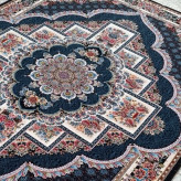 فرش ماشینی 9متری 700شانه کاشان نقشه ناردون سرمه ایی بافت نرم و زیبا(2عددی)