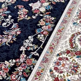 فرش12متری700شانه اکریلیک پرزبلندکاشان نقشه شمیم سرمه ایی مناسب دکوراسیون لوکس