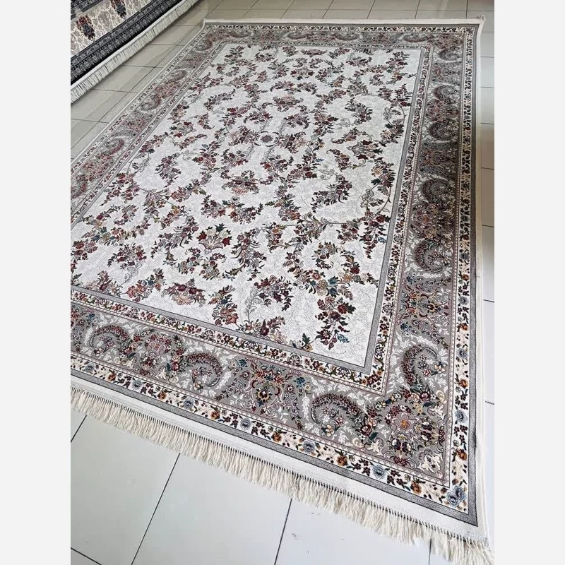فرش ماشینی 9متری 700شانه اکریلیک پرزبلندسنگین وزن کاشان نقشه زیبای شمیم کرم