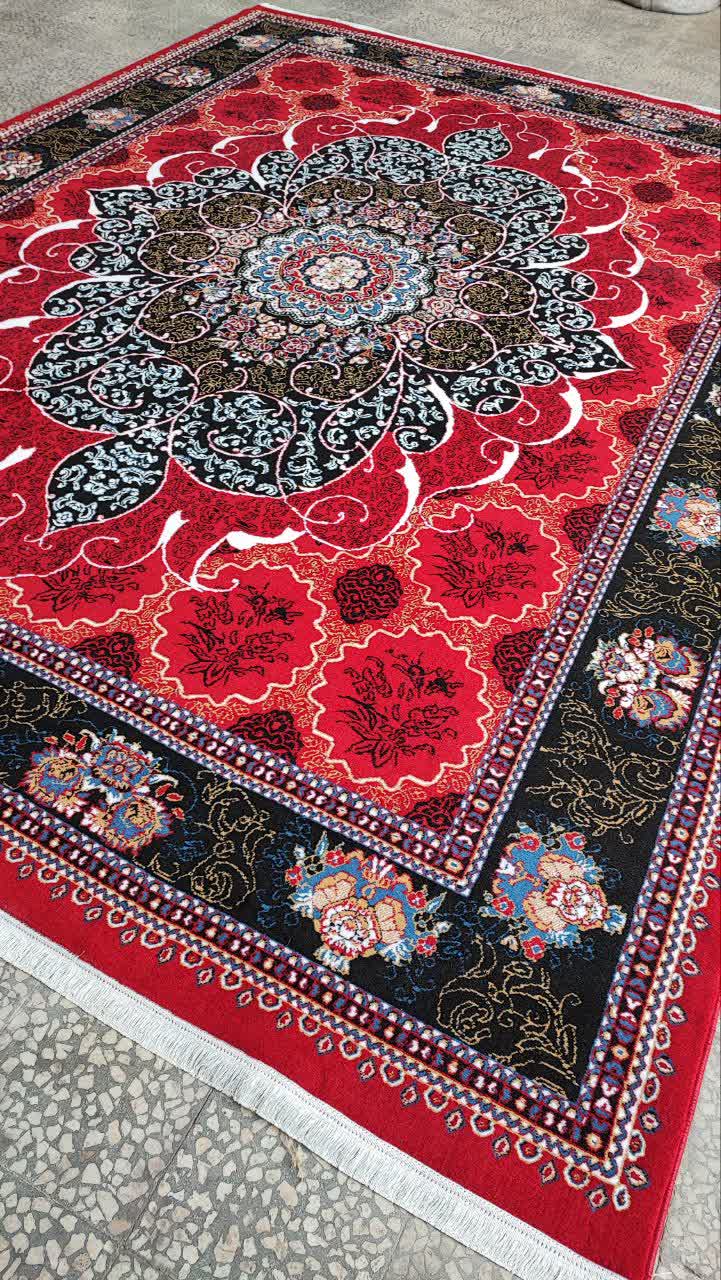فرش ماشینی9متری ارزان قیمت کاشان نقشه زیبای چکاوک لاکی مناسب دکوراسیون خاص