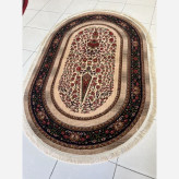 قالیچه بیضی 4متری کاشان کلکسیون بلوچی بژبافت نرم وریزکد4120