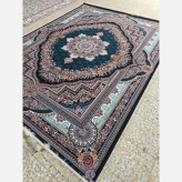 فرش 700شانه12متری ماشینی لوکس کاشان نقشه بهشت سرمه ایی(2عددی).