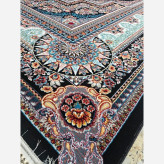 فرش 700شانه12متری ماشینی لوکس کاشان نقشه بهشت سرمه ایی(2عددی).