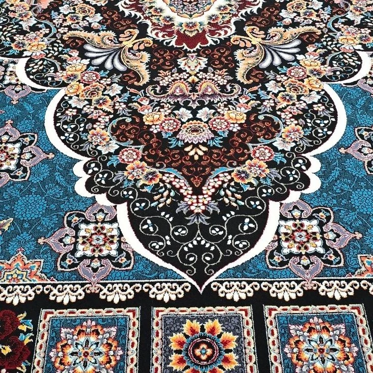 فرش ماشینی700شانه6متری کاشان نقشه زیبای آرتین سرمه ایی(2عددی)