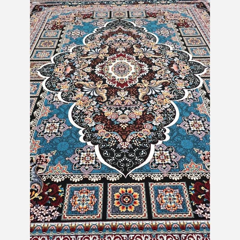 فرش9متری700شانه ماشینی کاشان نقشه زیبای آرتین سرمه ایی(2عددی)