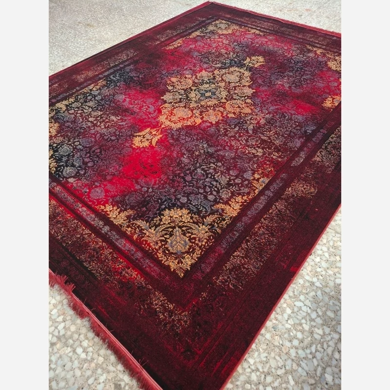 فرش ماشینی قرمز 700شانه12متری کاشان نقشه آرادمناسب جهیزیه (2عددی.)