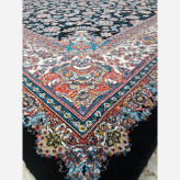 فرش ماشینی12متری700شانه کاشان نقشه پیچک سورمه ایی(2عددی).