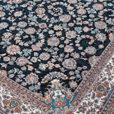 فرش ماشینی12متری700شانه کاشان نقشه پیچک سورمه ایی(2عددی).