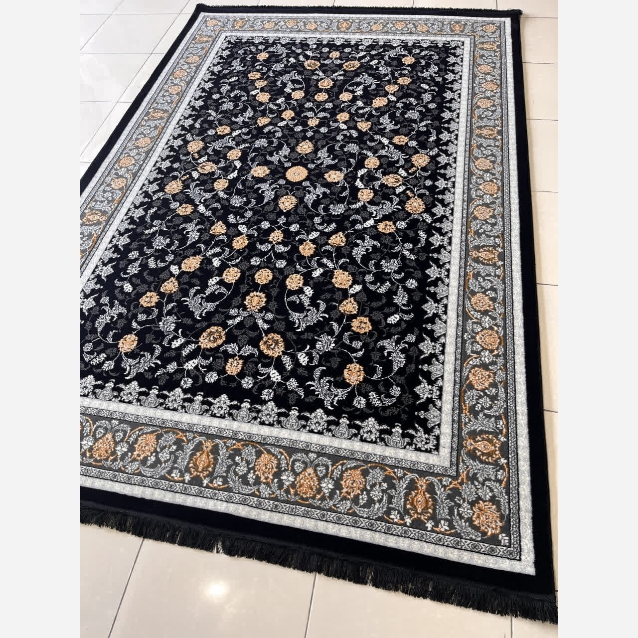 قالیچه3متری ماشینی لوکس کاشان کلکسیون الگاسرمه ای کد1037
